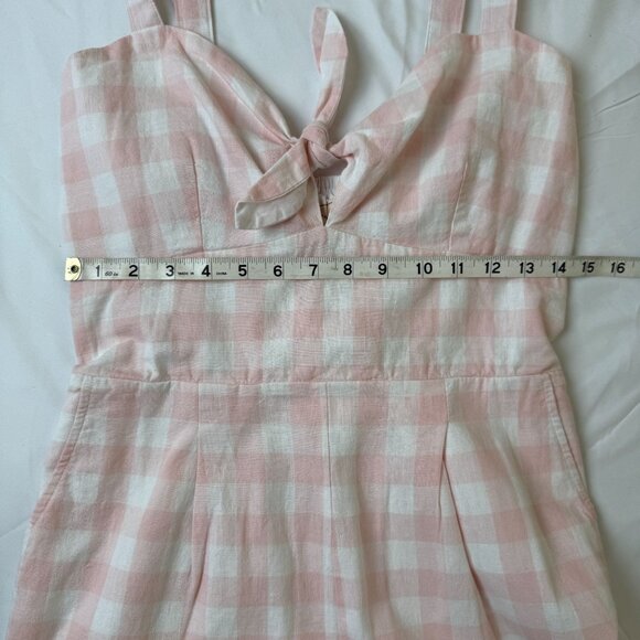 Hope & Henry NWT M Linen/Organic Cotton Sleeveless Romper Pink Check Pattern - Picture 4 of 12